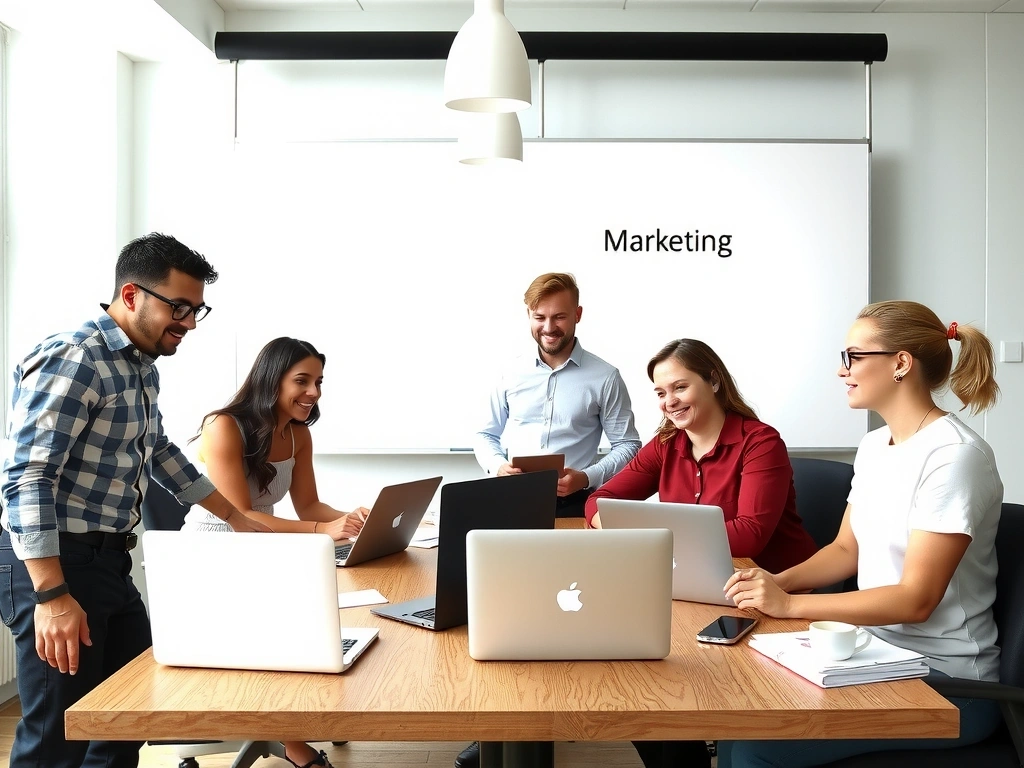 Tým leadmint diskutuje marketingovou strategii