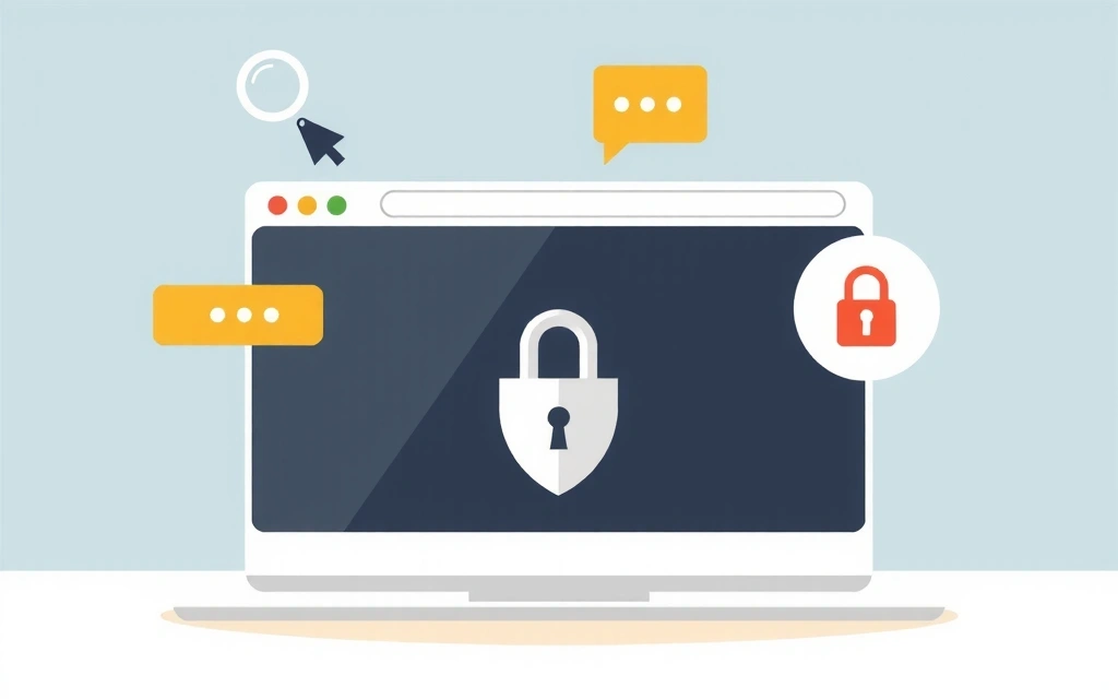 Ilustrace etického používání internetu, znázorňující bezpečné prohlížení a ochranu dat.