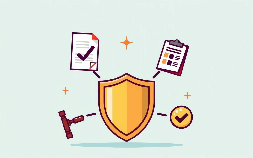 Ilustrace právní dokumentace a ochrany, symbolizující smlouvy a dohody.